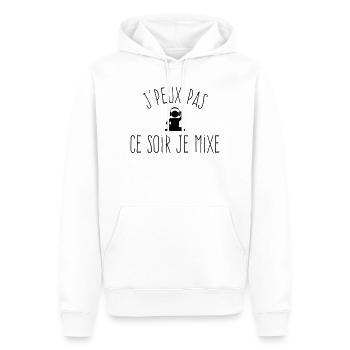 J'peux pas ce soir je Mixe - Humour DJ - Sweat à capuche Premium bio Homme - blanc - Devant - Nico (187cm)