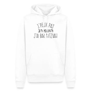 J'peux pas j'ai Bar Mitzvah - Humour Juif - Sweat à capuche Premium bio Homme - blanc - Devant - Nico (187cm)