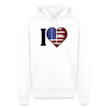 I ♥️ USA | Ich liebe die Vereinigten Staaten - Männer Premium Bio Hoodie - Weiß - Vorne - Nico (187cm)