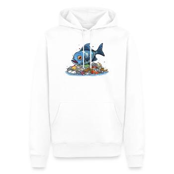 Fisch im Plastik Meer Umweltverschmutzung Shirt - Männer Premium Bio Hoodie - Weiß - Vorne - Nico (187cm)