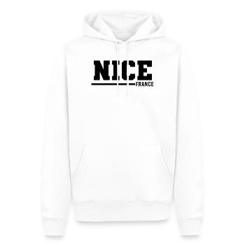 Nice | France - Sweat à capuche Premium bio Homme - blanc - Devant - Nico (187cm)