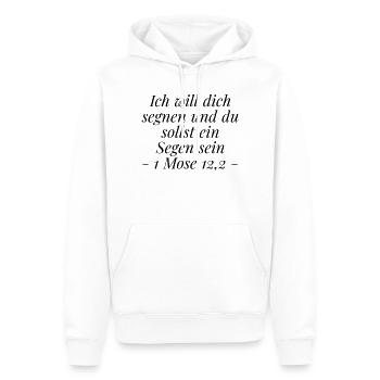 Segen sein: Christliches Geschenk 1 Mose 12,2 - Männer Premium Bio Hoodie - Weiß - Vorne - Nico (187cm)