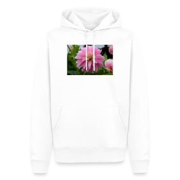 Dahlie pink rosa Blüte ,Blume - Männer Premium Bio Hoodie - Weiß - Vorne - Nico (187cm)