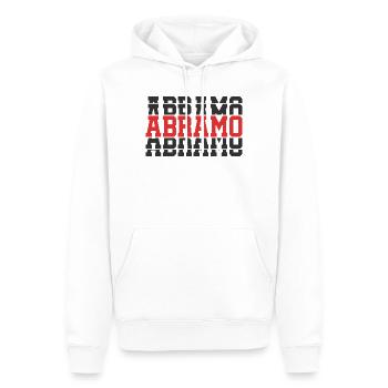 T-Shirt Abraham T-Shirt gestapelter Text Geschenkidee - Männer Premium Bio Hoodie - Weiß - Vorne - Nico (187cm)