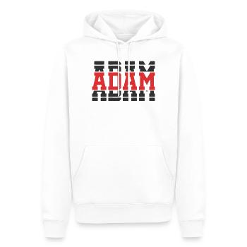 Adam T-Shirt T-Shirt Geschenkidee gestapelter Text - Männer Premium Bio Hoodie - Weiß - Vorne - Nico (187cm)