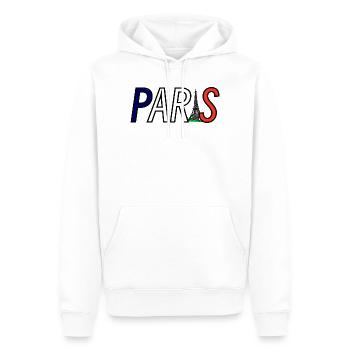Silhouette parisienne avec jeu de couleurs de la tour Eiffel - Sweat à capuche Premium bio Homme - blanc - Devant - Nico (187cm)