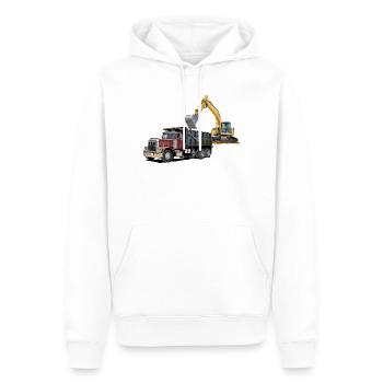 Lastwagen mit Bagger - Männer Premium Bio Hoodie - Weiß - Vorne - Nico (187cm)