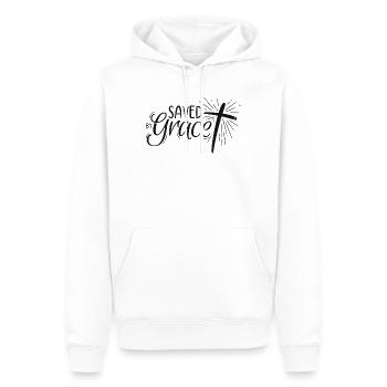 Sauvé par Grace Lettering - Sweat à capuche Premium bio Homme - blanc - Devant - Nico (187cm)