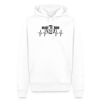 ready to ride bike icon heartbeat icon logo - Men’s Premium Organic Hoodie - white - Front - Nico (187cm)