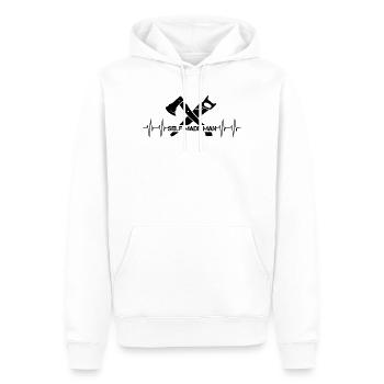 selfmade man Symbol Logo Herzschlag Handwerker - Männer Premium Bio Hoodie - Weiß - Vorne - Nico (187cm)