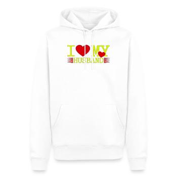 J’aime mon mari - Sweat à capuche Premium bio Homme - blanc - Devant - Nico (187cm)
