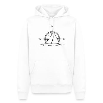 Segelboot mit Windrose neutral schwarz - Männer Premium Bio Hoodie - Weiß - Vorne - Nico (187cm)