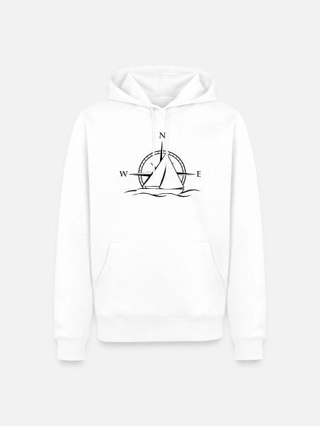 Sailboat with wind rose neutral black - Men’s Premium Organic Hoodie - white