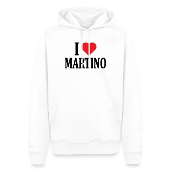 t-shirt j’aime Martino t-shirt idée cadeau - Sweat à capuche Premium bio Homme - blanc - Devant - Nico (187cm)