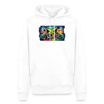 Jamaïque Caraïbes Reggae Musique - Sweat à capuche Premium bio Homme - blanc - Devant - Nico (187cm)