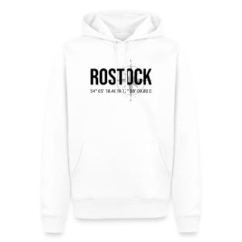 Koordinaten Rostock - Männer Premium Bio Hoodie - Weiß - Vorne - Nico (187cm)