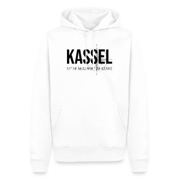 Koordinaten Kassel - Männer Premium Bio Hoodie - Weiß - Vorne - Nico (187cm)