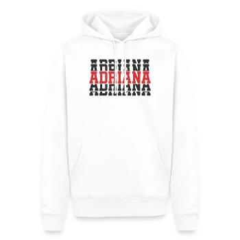 Adriana t-shirt t-shirt idée cadeau texte empilé - Sweat à capuche Premium bio Homme - blanc - Devant - Nico (187cm)