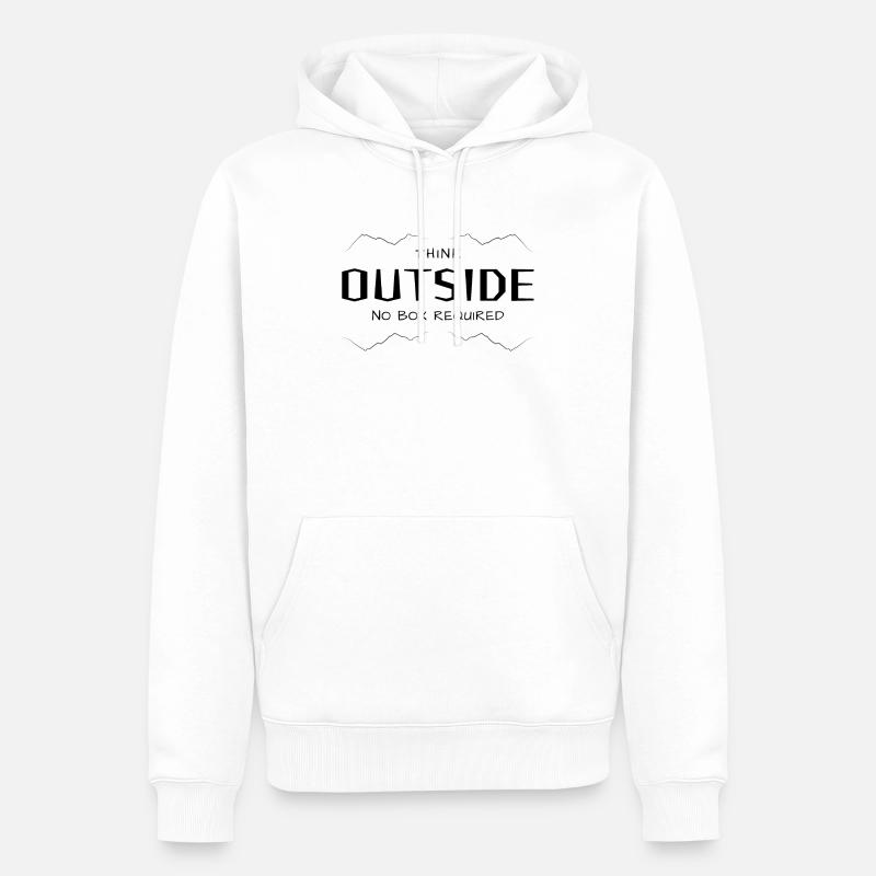 Think Outside - Quer denken ohne Box. - Männer Premium Bio Hoodie - Weiß