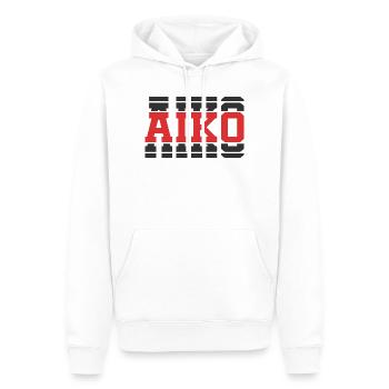 Aiko t-shirt gift idea stacked text - Men’s Premium Organic Hoodie - white - Front - Nico (187cm)