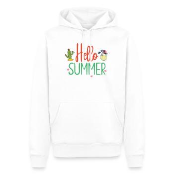 Hallo Sommer - Männer Premium Bio Hoodie - Weiß - Vorne - Nico (187cm)