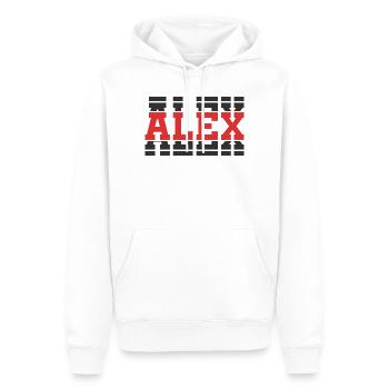 Alex t-shirt stacked text gift t-shirt - Men’s Premium Organic Hoodie - white - Front - Nico (187cm)