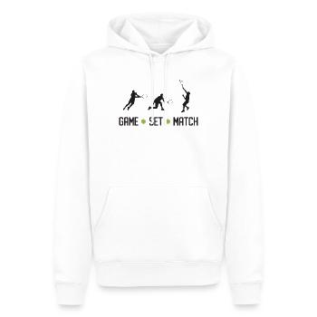 Tennis - Match de jeu - Sweat à capuche Premium bio Homme - blanc - Devant - Nico (187cm)
