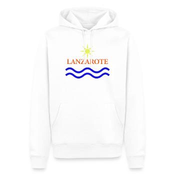 Lanzarote Sun and Waves Design - Men’s Premium Organic Hoodie - white - Front - Nico (187cm)