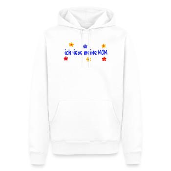 Fête des mères J’aime ma maman - Sweat à capuche Premium bio Homme - blanc - Devant - Nico (187cm)