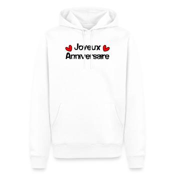 JOYEUX ANNIVERSAIRE - Sweat à capuche Premium bio Homme - blanc - Devant - Nico (187cm)
