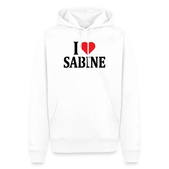 t-shirt I love Sabine t-shirt idée cadeau - Sweat à capuche Premium bio Homme - blanc - Devant - Nico (187cm)