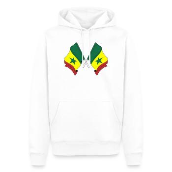 Deux drapeaux croisés du Sénégal - Sweat à capuche Premium bio Homme - blanc - Devant - Nico (187cm)