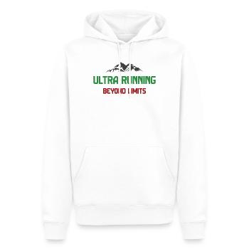 Ultra Running - Beyond Limits - Men’s Premium Organic Hoodie - white - Front - Nico (187cm)