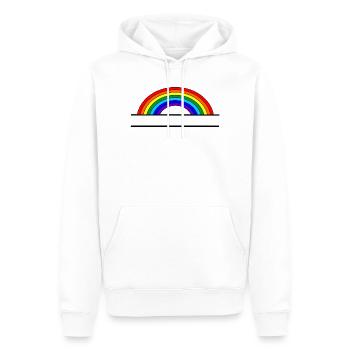 Bannière de nom arc-en-ciel - Sweat à capuche Premium bio Homme - blanc - Devant - Nico (187cm)