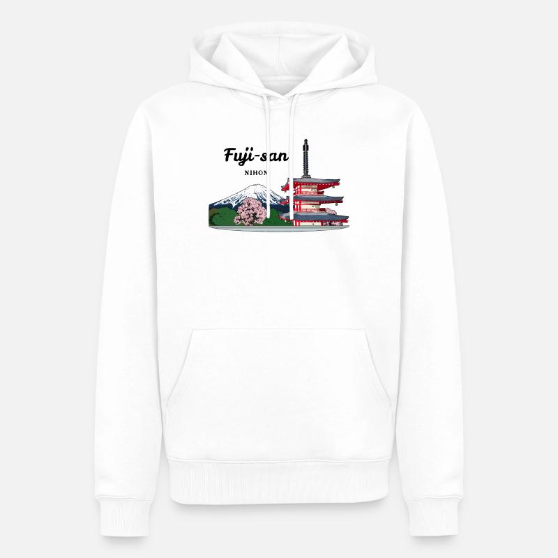 Berg Fuji, Japan, Pagode - Männer Premium Bio Hoodie - Weiß