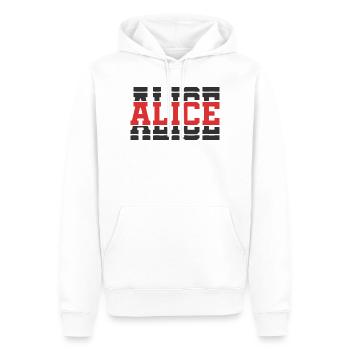 T-Shirt Alice T-Shirt Geschenkidee gestapelter Text - Männer Premium Bio Hoodie - Weiß - Vorne - Nico (187cm)