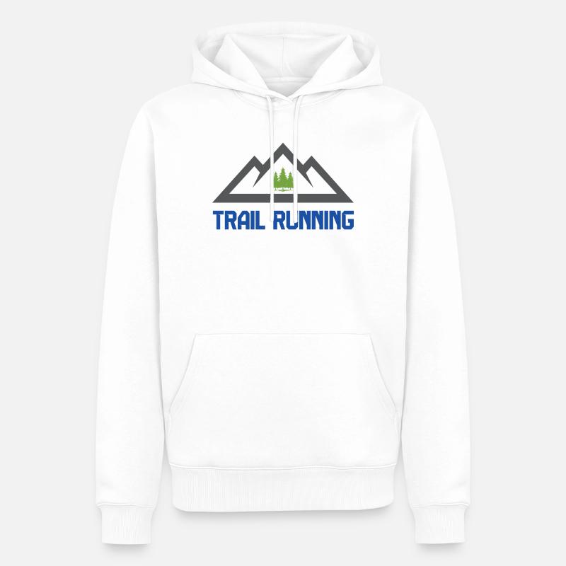 Course en sentier - Sweat à capuche Premium bio Homme - blanc