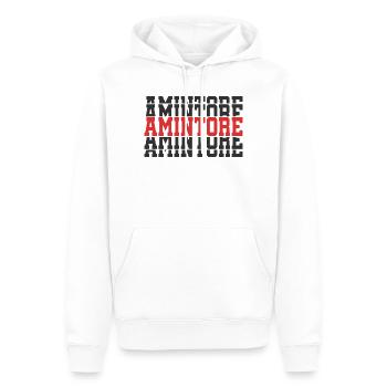 Amintore t-shirt gift t-shirt stacked text - Men’s Premium Organic Hoodie - white - Front - Nico (187cm)