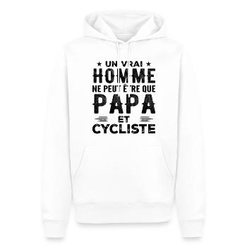 Ein echter Mann ist nur ein Vater und ein Radfahrer - Männer Premium Bio Hoodie - Weiß - Vorne - Nico (187cm)