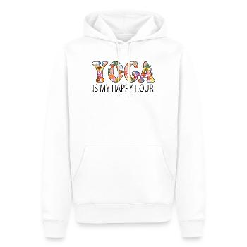 YOGA IS MY HAPPY HOUR - Sweat à capuche Premium bio Homme - blanc - Devant - Nico (187cm)
