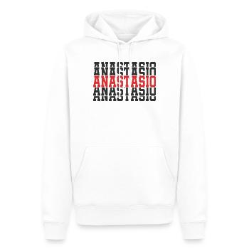 t-shirt Anastasio t-shirt gift stacked text - Men’s Premium Organic Hoodie - white - Front - Nico (187cm)