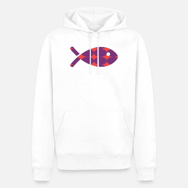 FISCH - Männer Premium Bio Hoodie - Weiß
