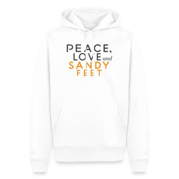 Design Peace Love et Pieds de Sable Colorés - Sweat à capuche Premium bio Homme - blanc - Devant - Nico (187cm)