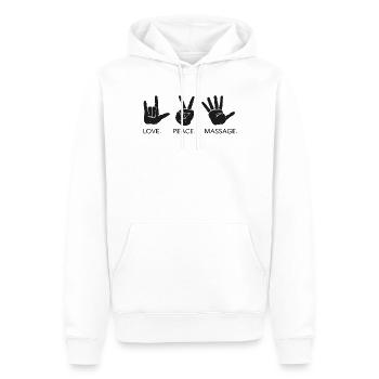 Love Peace Massothérapeute Masseuse Corps - Sweat à capuche Premium bio Homme - blanc - Devant - Nico (187cm)