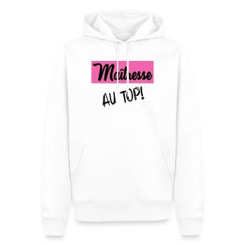 MERCI. THANKS. THANK YOU. ANNIVERSAIRE. NAISSANCE. - Sweat à capuche Premium bio Homme - blanc - Devant - Nico (187cm)
