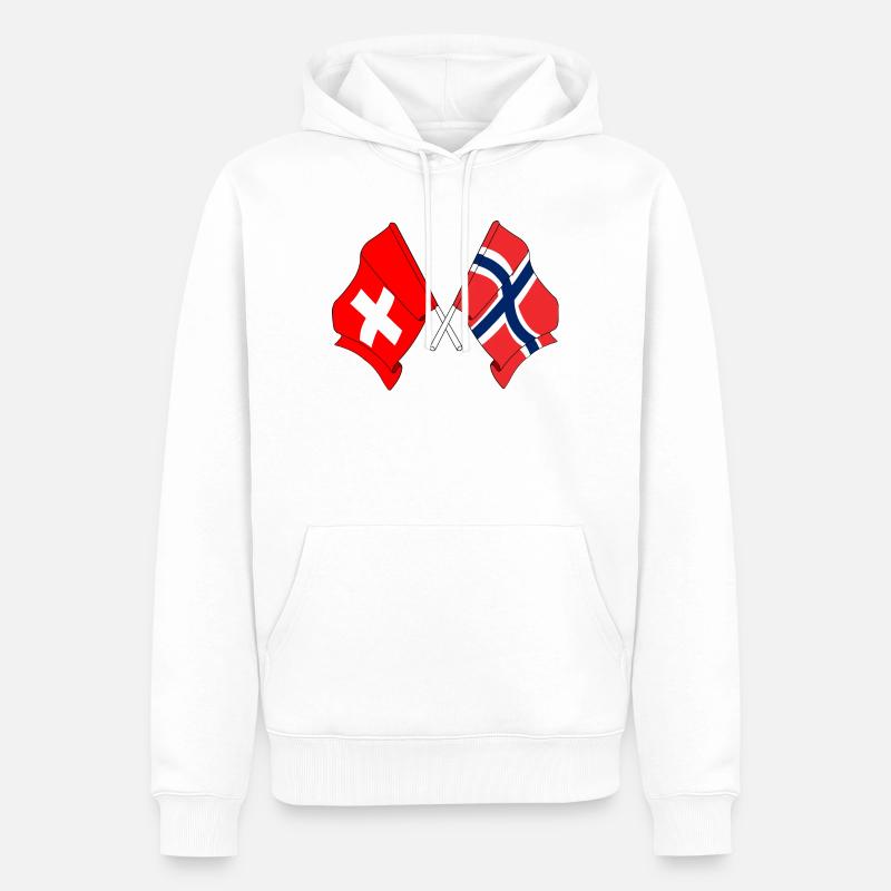 Drapeau de la Suisse et drapeau de la Norvège - Sweat à capuche Premium bio Homme - blanc