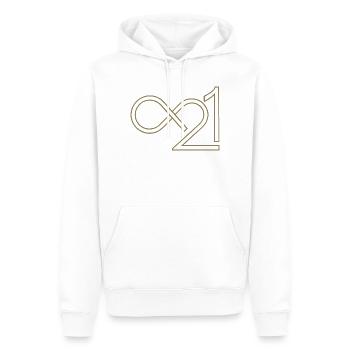 Bitcoin 21 millions infini minimaliste - Sweat à capuche Premium bio Homme - blanc - Devant - Nico (187cm)