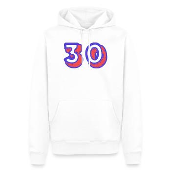 30. 30 YEARS. 30th ANNIVERSARY. 30TH ANNIVERSARY. - Men’s Premium Organic Hoodie - white - Front - Nico (187cm)