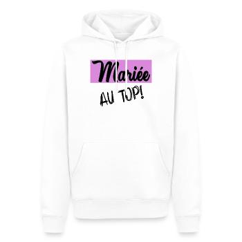 MARIEE. FUTURE MARIEE. EVJF - Sweat à capuche Premium bio Homme - blanc - Devant - Nico (187cm)