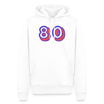 80. 80 JAHRE. 80-JÄHRIGES JUBILÄUM. 80. GEBURTSTAG. - Männer Premium Bio Hoodie - Weiß - Vorne - Nico (187cm)